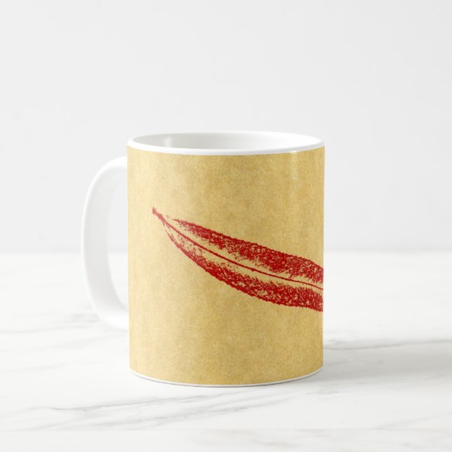 Caneca De Café Nature Leaf Impressão willow, vermelho em papel br (Frente Esquerda)