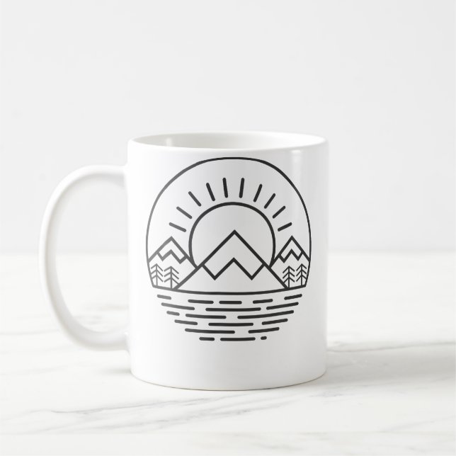Caneca De Café Nature Minimalist Mountains Camping Hiking (Esquerda)