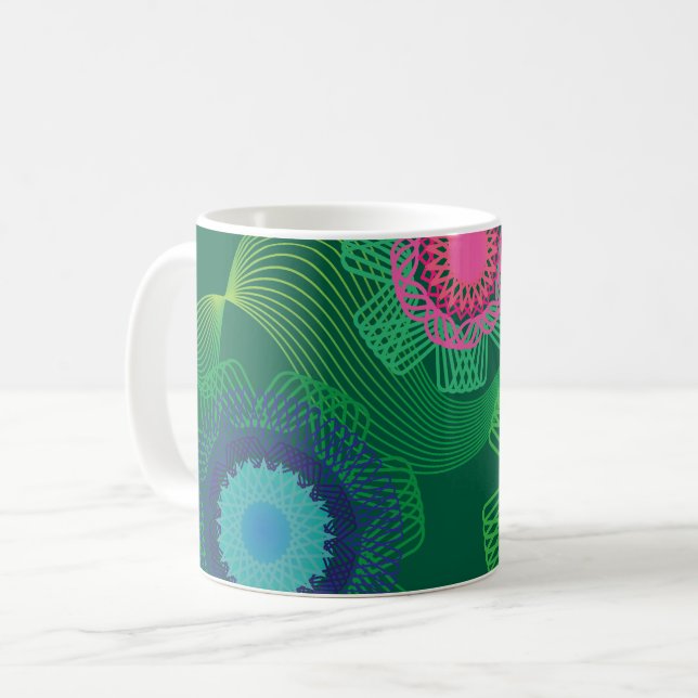 Caneca De Café Nature Shapes and Lines Patterns  (Frente Esquerda)