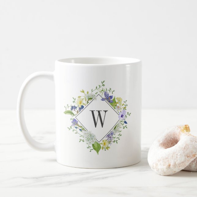 Caneca De Café Nature Walk Flores Selvagens com Monograma Persona (Com Donut)