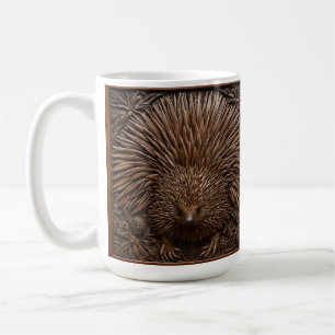 Caneca De Café Nature's Quill: A Echidna Australiana em Madeira,