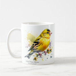 Caneca De Café Natureza Amarelo Ave Aquarela