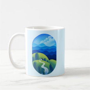 Caneca De Café Natureza Azul de paisagem com inspiração calmo min
