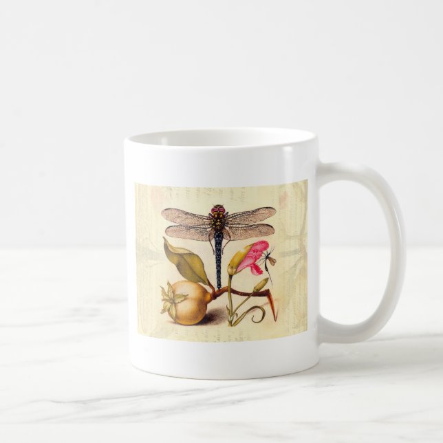 Caneca De Café Natureza Botânica Dragonfly (Direita)