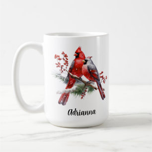Caneca De Café Natureza das Aves Vermelhas Casais Cardinais