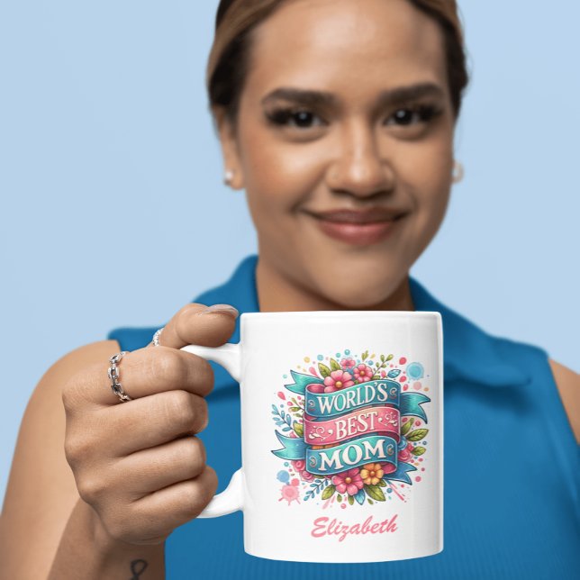 Caneca De Café Natureza do dia de as mães Amplia Floral Personali (Criador carregado)