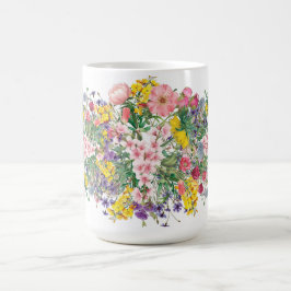 Caneca De Café Natureza Floral de Flor Selvagem Inspirada Colorid