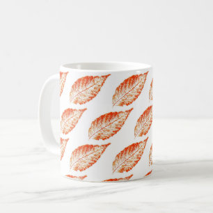 Caneca De Café Natureza Folha Impressão de outono, cor de laranj