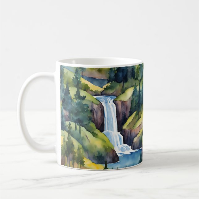 Caneca De Café Natureza Monta Árvores Aquáticas (Esquerda)
