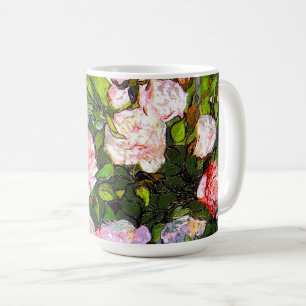 Caneca De Café Natureza Morta com Rosas Cor-de-Rosa de Van Gogh