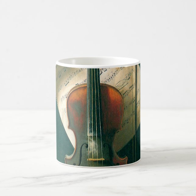 Caneca De Café Natureza-morta com violino antigo de William Micha (Centro)