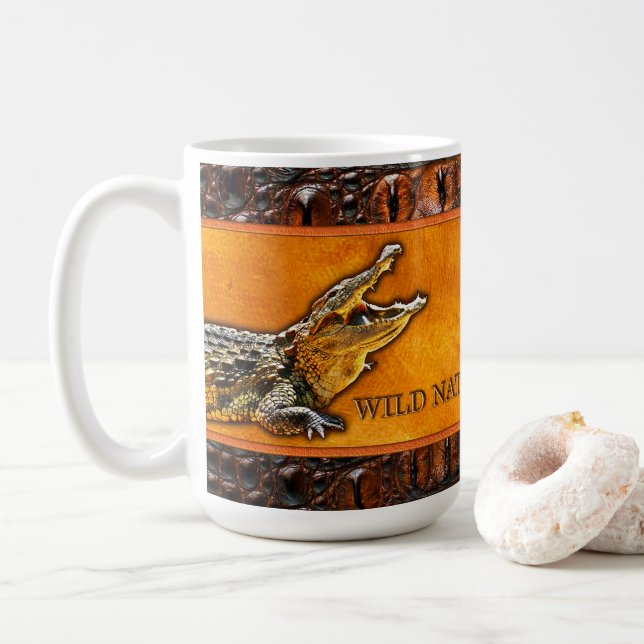 Caneca De Café NATUREZA SELVAGEM - Coleção de design CROCODILE-DI (Com Donut)