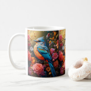 Caneca De Café Natureza Whimesi Pássaro Azul n.o 4