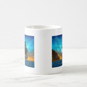 CANECA DE CAFÉ NAU PIRATA AO PÔR DO SOL