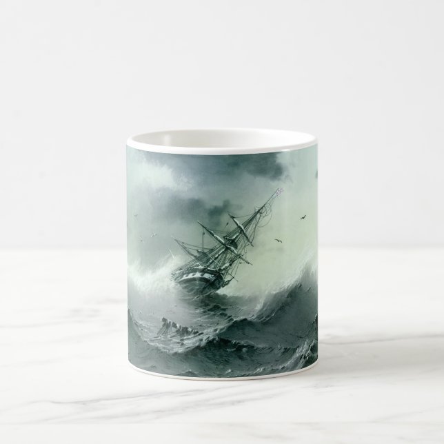Caneca De Café Naufrágio (por Ivan Aivazovsky) (Centro)