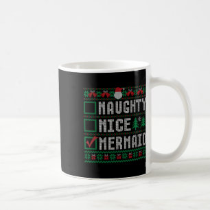 Caneca De Café Naughly Nice Sereia Lista de Natal Feia Doce 1