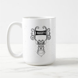Caneca De Café Naughn Nice Reindeer Engraçado Antlers de Natal