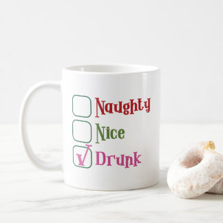 Caneca De Café Naughty Nice Drunk Funny Holiday Christmas Mug