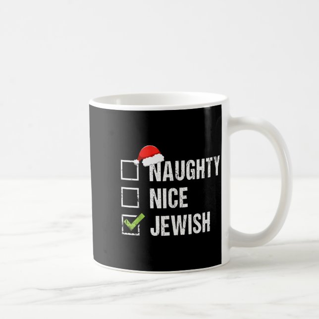 Caneca De Café Naughty Nice Jewish Shirt Santa Jew Christmas Gift (Direita)