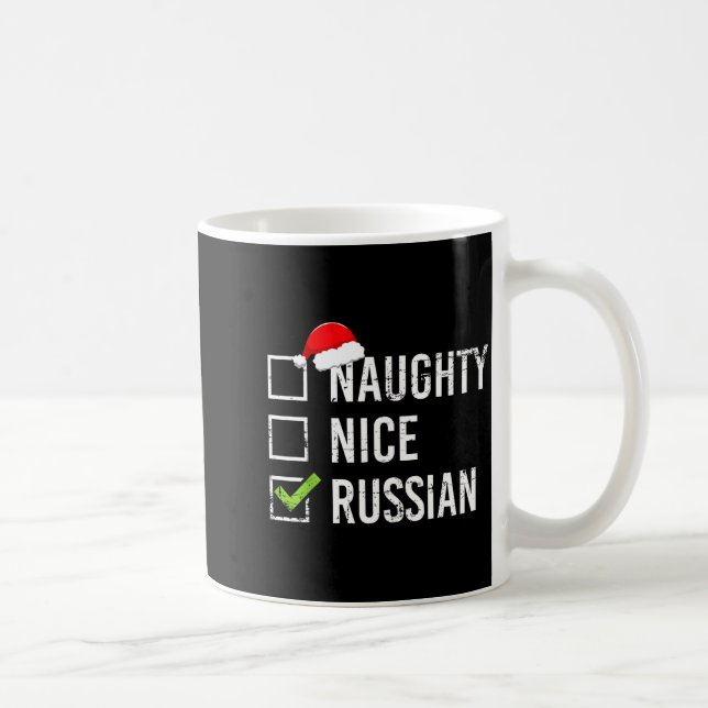 Caneca De Café Naughty Nice Russian Shirt Santa Funny Russia Chri (Direita)