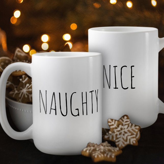 Caneca De Café ‘NAUGHTY or NICE’ Customizable Word Chic Modern  (Criador carregado)