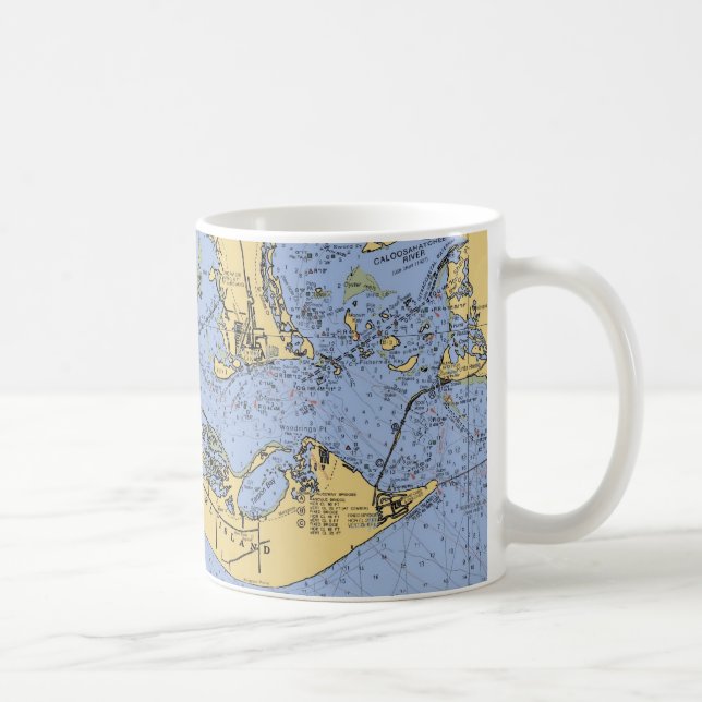 Caneca de café náutica da carta da ilha de (Direita)