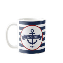Náutica Nome da Âncora Marinho Blue Stripes