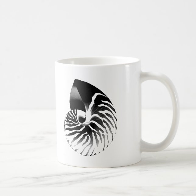 Caneca De Café Nautilus shell - preto, cinza e branco (Direita)