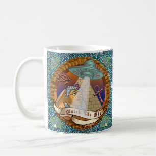 Caneca De Café Nave Espacial Alienigena Pirâmides