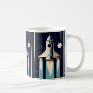Caneca De Café Nave Espacial Retro Era Espacial Anos 50