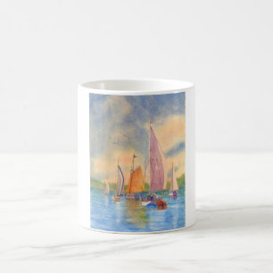 Caneca De Café Navegação, Sunset, Navio de Navegação, Porto d