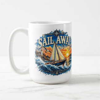 Caneca De Café Navegue Longe Navegue o Azul Desconhecido Náutico