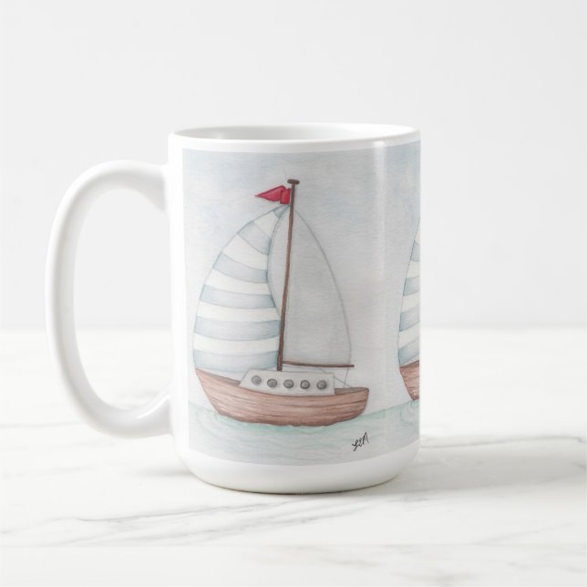 Caneca De Café Navegue pelo Oceano Azul (Esquerda)