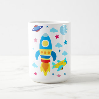 Caneca De Café Naves Espaciais Fofas Padrão de Foguetes