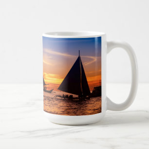 Caneca De Café Navigação de Paraw no por do sol Philippines