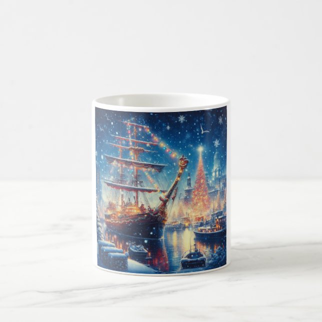 Caneca De Café Navio ancorado de Natal/Inverno (Centro)
