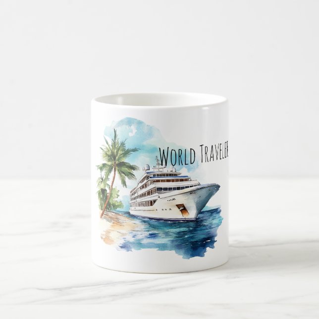 Caneca De Café Navio de Cruzeiro de Viagens pelo Mundo (Centro)