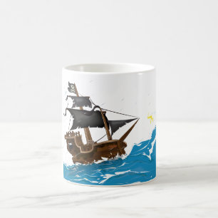 Caneca De Café Navio de pirata na tempestade