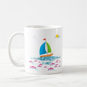 Caneca De Café Navio de vela e peixe vermelho Café Mug
