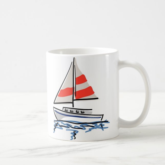 Caneca De Café Navio de vela tropical estilizado (Direita)