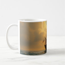 Caneca De Café Navio Dourado