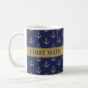 Caneca De Café NAVIO MARÍTIMO Anchor Marine Blue First Mate
