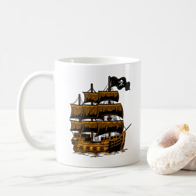 Caneca de Café Navio Pirata (Com Donut)
