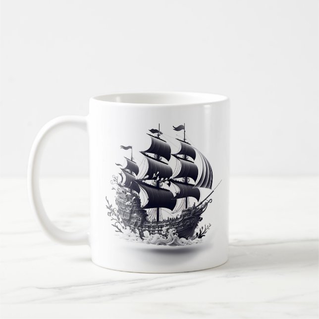 Caneca De Café Navio pirata flutuante (Esquerda)