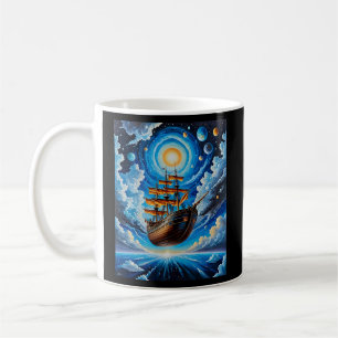 Caneca De Café Navio pirata voador através do Céu cósmico