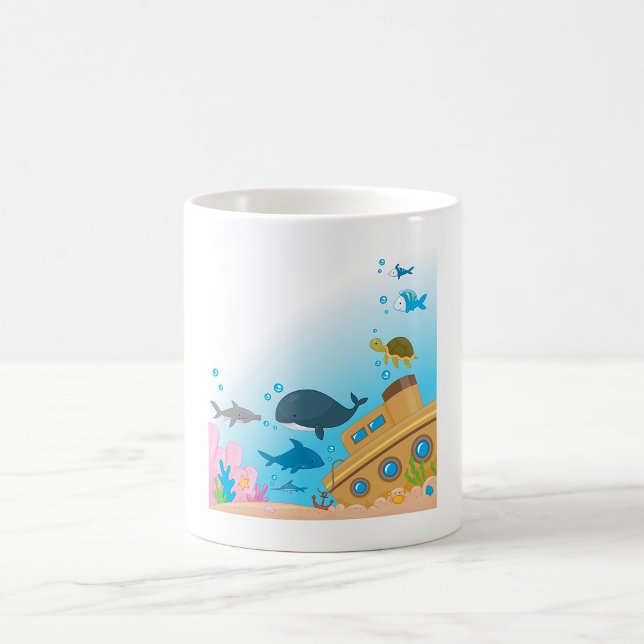 Caneca De Café Navio Submerso E Peixe (Criador carregado)