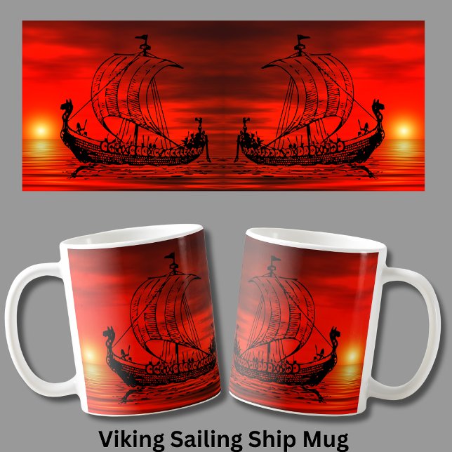 Caneca De Café Navio Viking no Sunset no Mar Vermelho (Criador carregado)