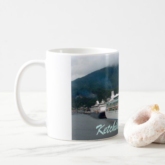 Caneca De Café Navios de cruzeiros, Ketchikan, Alaska (Com Donut)