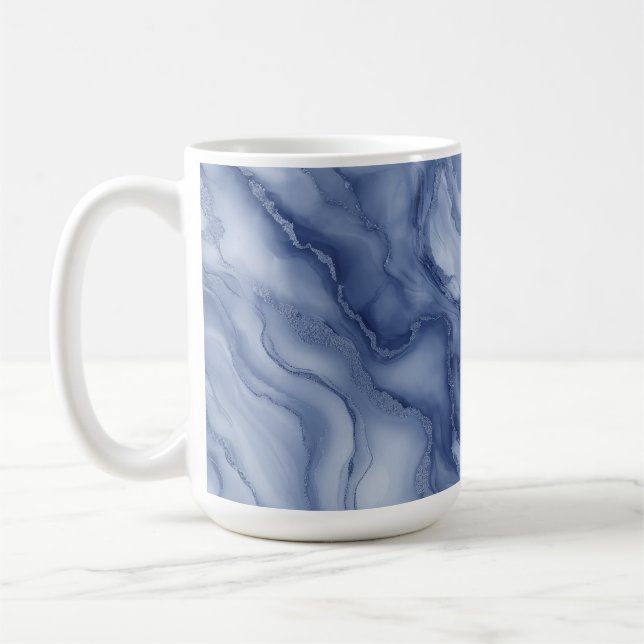 Caneca De Café Navy- Blue Organic Marble-Like Texture (Esquerda)
