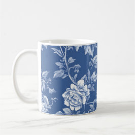Caneca De Café Navy Blue Toile 